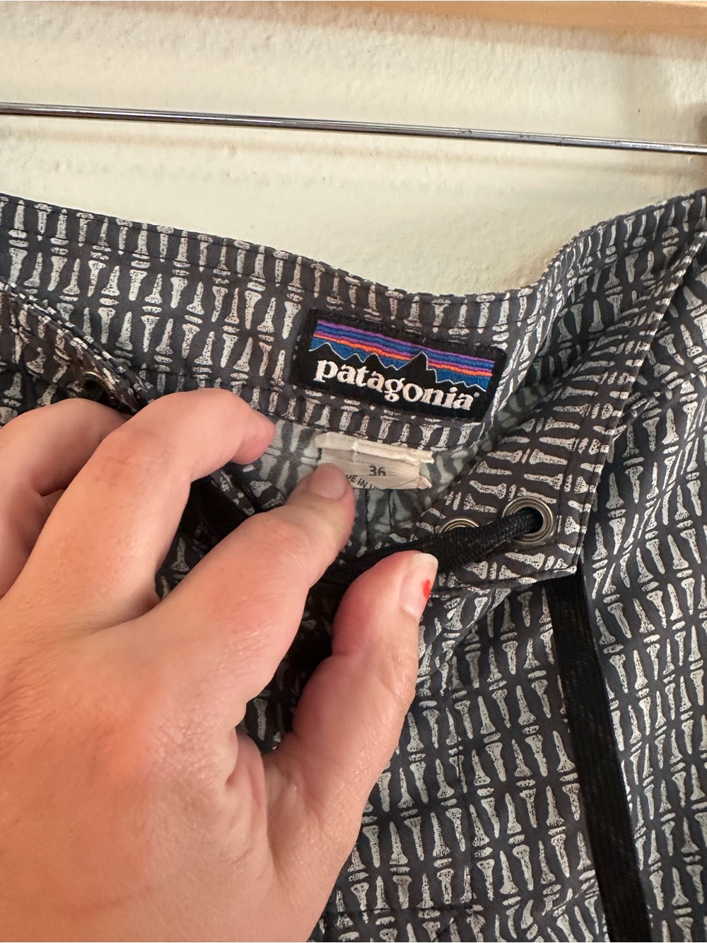 Patagonia Black & White Geometric Swim Board Shorts - Picture 2 of 5